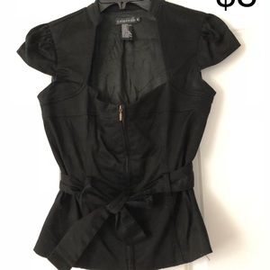 Dressy black top with belt- medium